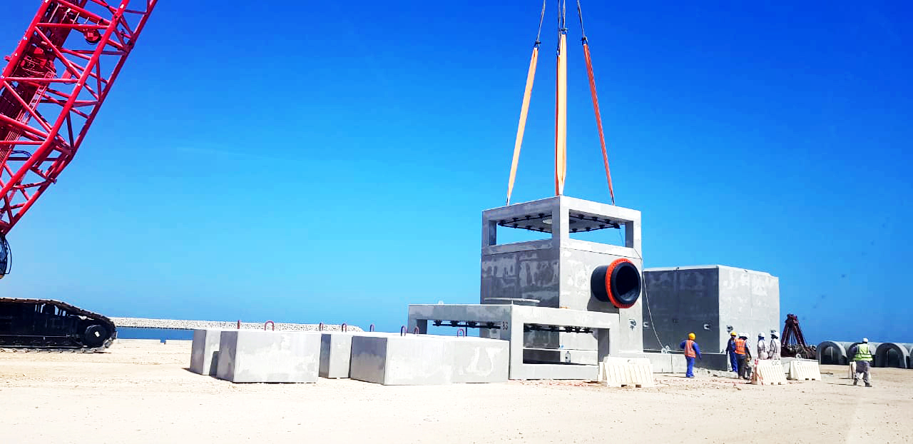 Concrete blocks for marine infrastructure projects
